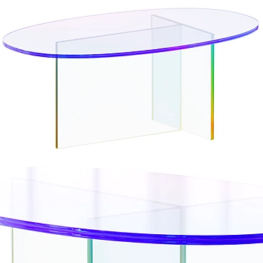 Shimmer Oval Glass Dining Table 3D model image 1 