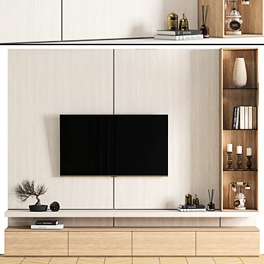 Modern TV Wall Decor Set 3D model image 1 