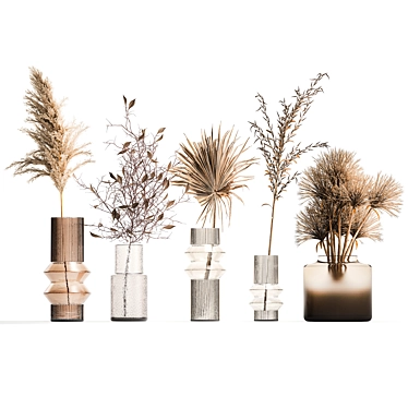 Modern Minimalist Dried Flower Bouquet 3D model image 1 