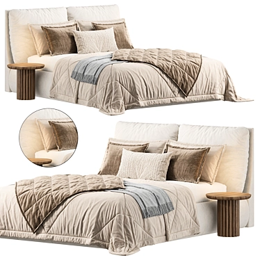 Elegant Hamina Pearl Full Bed 3D model image 1 