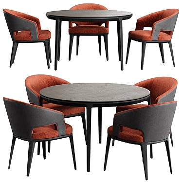 Modern Dining Table and Chairs 3D model image 1 