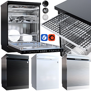 Premium LG Dishwasher Model showcase 3D model image 1 