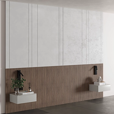 Modern Minimal Bedroom Wall Composition 3D model image 1 