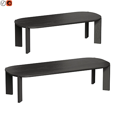 Modern Edge Dining Table, XL 3D model image 1 