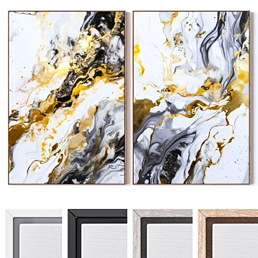 Modern Wall Paintings Set 3002 3D model image 1 