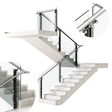 Sleek Staircase (024-1) 3D model image 1 