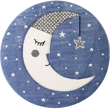 Sleepy Moon Round Rug 3D model image 1 