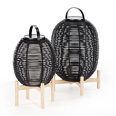 Wicker Solar Lantern Tika 3D model image 1 