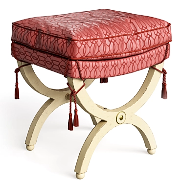 Vintage Solid Wood Vanity Stool 3D model image 1 