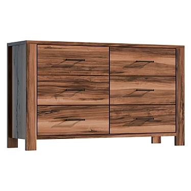 Modern 6-Drawer Double Dresser 3D model image 1 