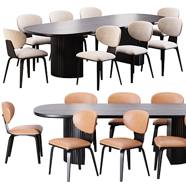 Elegant OLOS Dining Set 3D model image 1 