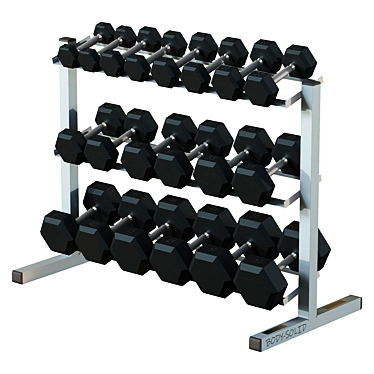 Premium 3-Tier Dumbbell Rack Organizer 3D model image 1 