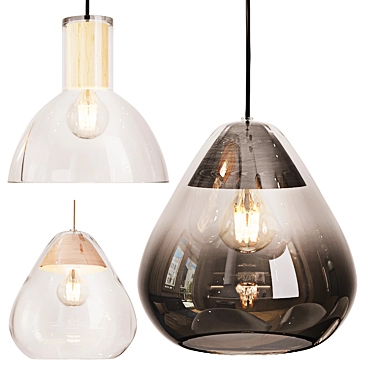 Glass and Wood Nasoa Lamp 3D model image 1 