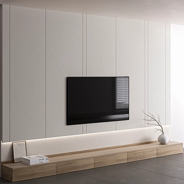 Modern TV Wall with Decor 3D model image 1 