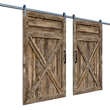  Corrugated Metal and Wood Barn Door 3D model image 1 