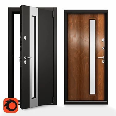 Cold-Resistant Outdoor Door with Two Thermal Breaks 3D model image 1 