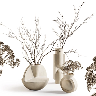 Light + Ladder Vases with Branches 3D model image 1 