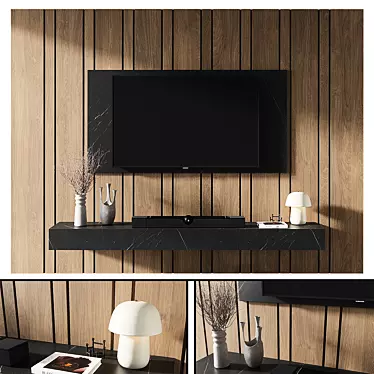 Modern TV Wall Set 009 3D model image 1 