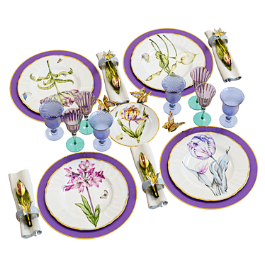 Anna Weatherley Hand-Painted Porcelain Dinnerware 3D model image 1 