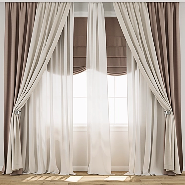 Vintage Curtain Model Set 3D model image 1 