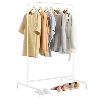 Modern Clothes Rack Set with ZARA Apparel 3D model image 1 