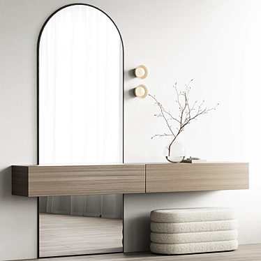 Entryway Set with Mirror & Wall Cabinet 3D model image 1 