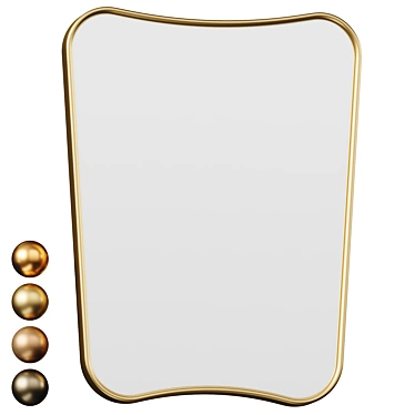 Mid-Century Brass Accent Mirror 3D model image 1 