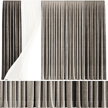 Elegant Velvet Window Curtain 3D model image 1 