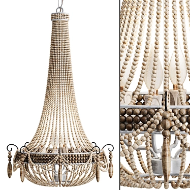 Rustic Bead Chandelier 3D Model 3D model image 1 