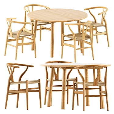 Scandinavian Elegance Dining Set 3D model image 1 