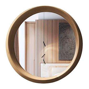 Handcrafted Oval Wood Mirror 3D model image 1 