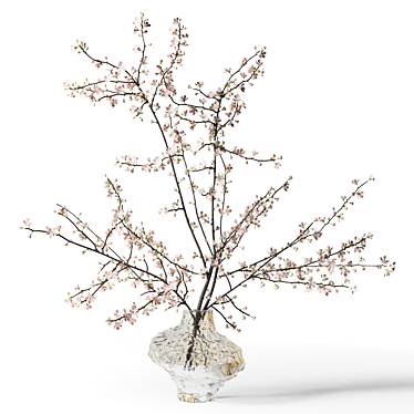 Blooming Branches Glass Ribbed Vase 3D model image 1 