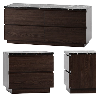 Logan Buffet Nightstand Set 3D model image 1 