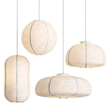 Scandi Paper Pendant Lights 3D model image 1 