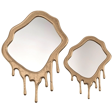 Molten Gold Drip Abstract Mirrors 3D model image 1 