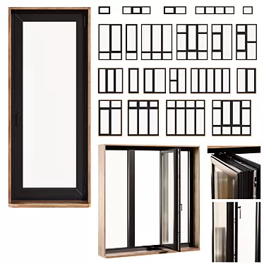 Aluminum Window Collection, Customizable Profiles 3D model image 1 