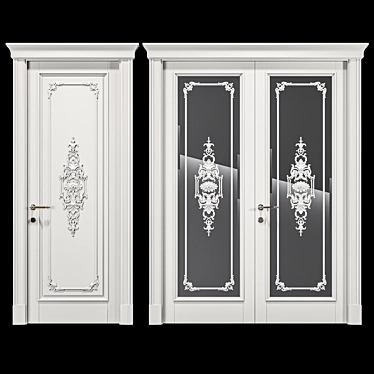 Elegant Lilak Wooden Door 3D model image 1 