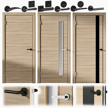 Hardflex Interior Doors with Locks 3D model image 1 