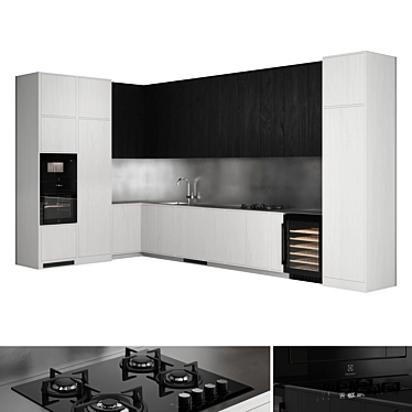 Modern Modular Kitchen Set With High-Quality 3D Models 3D model image 1 