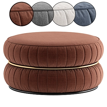 Two-Tone Fabric & Metal Pouf 3D model image 1 