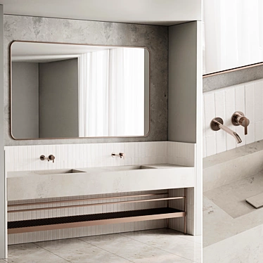 Minimalist Bathroom Set with Mirror 3D model image 1 