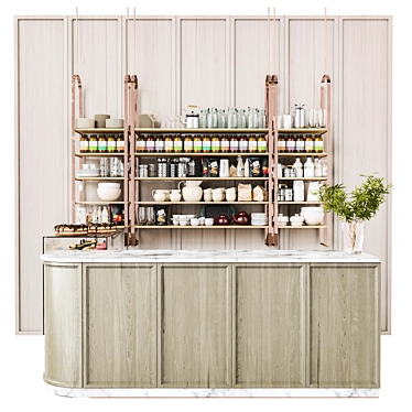 Bar Counter with Dessert Showcase 3D model image 1 