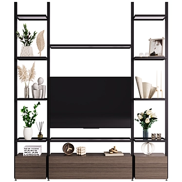 Modern Swivel TV Wall Unit 3D model image 1 