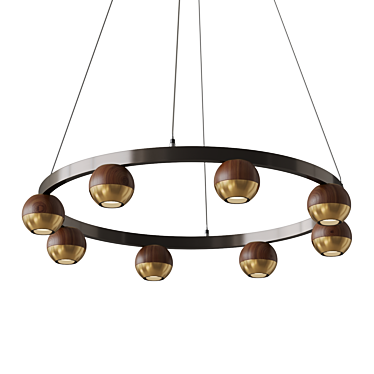 Modern Metal and Wood Pendant Light 3D model image 1 