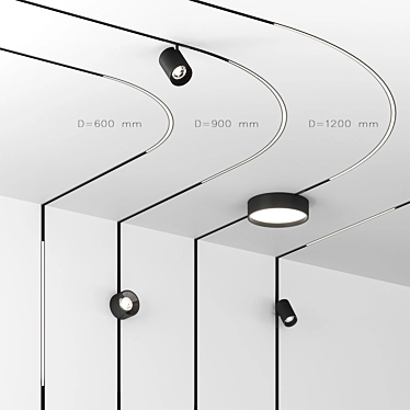 Mini Magnetic Track System with Radius Elements 3D model image 1 