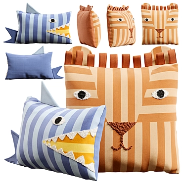 Crate and Barrel Shark and Lion Kids Pillows Set