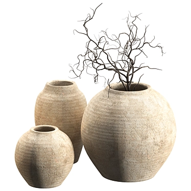 Embossed Ceramic Vases by Zara Home 3D model image 1 