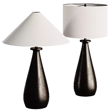 Modern Black Table Lamp Set 3D model image 1 