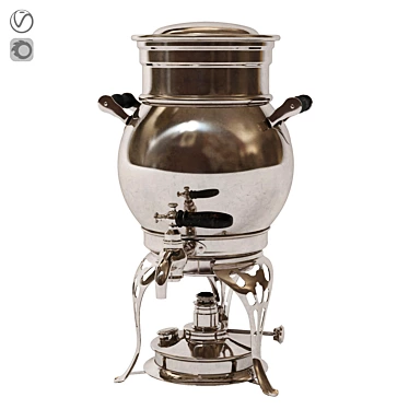 Vintage Nickel Plated Samovar 3D model image 1 