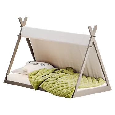 Unique Apache Tipi Wooden Bed 3D model image 1 